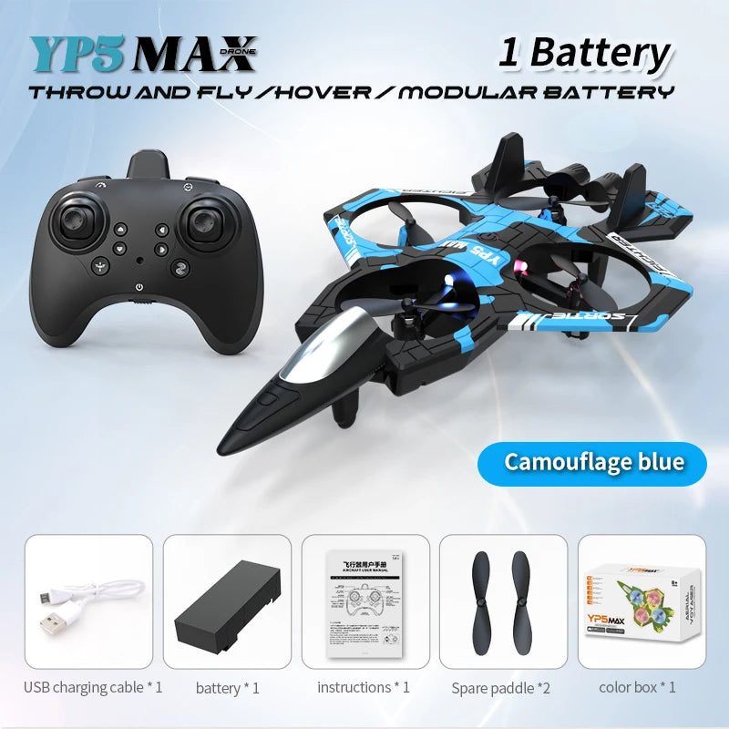 YPS MAX drone with controller and accessories on a light blue background